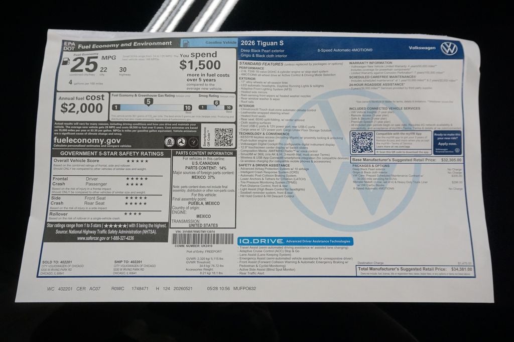 2026 Volkswagen Tiguan 2.0T S