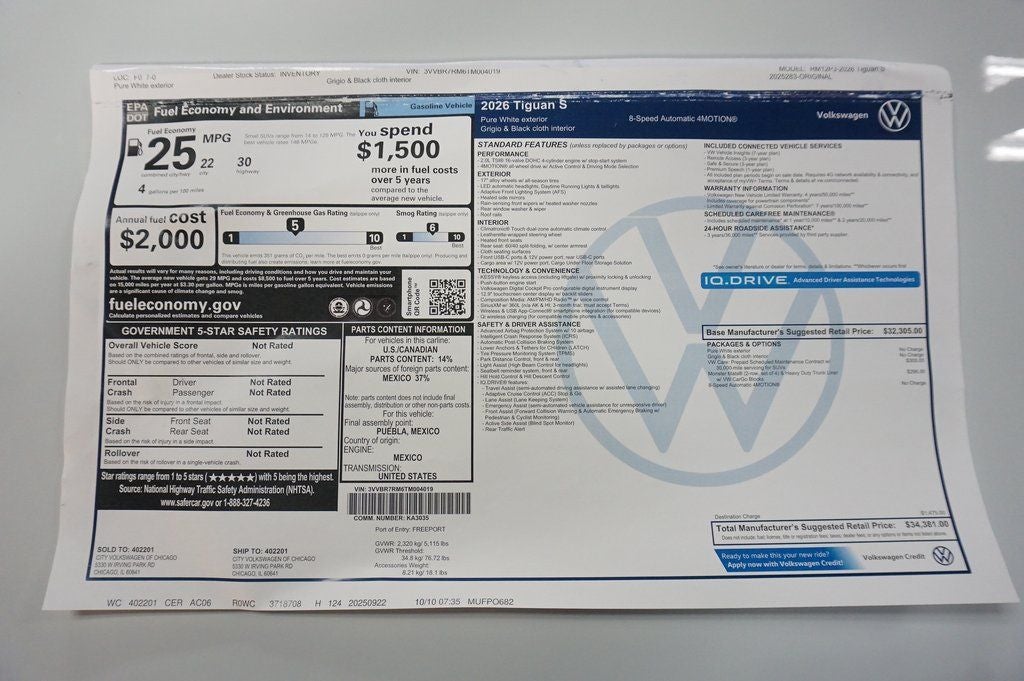 2026 Volkswagen Tiguan 2.0T S