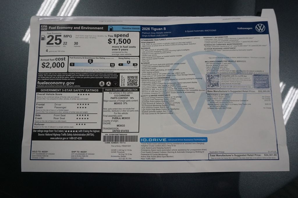 2026 Volkswagen Tiguan 2.0T S