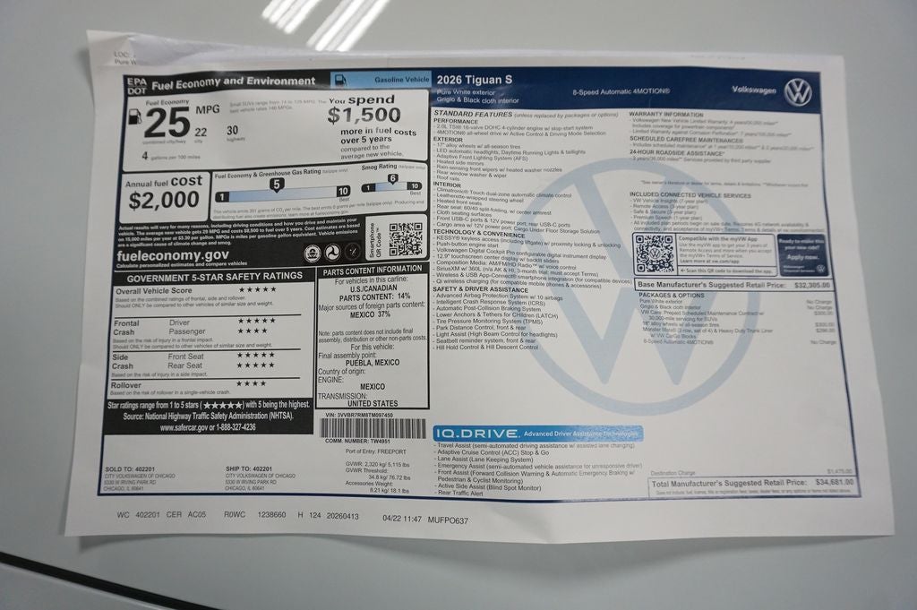 2026 Volkswagen Tiguan 2.0T S
