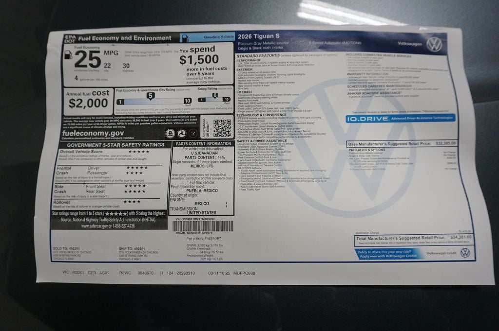 2026 Volkswagen Tiguan 2.0T S