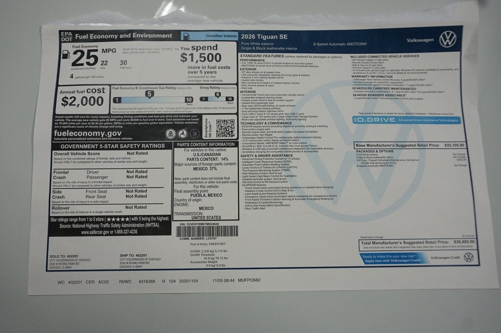 2026 Volkswagen Tiguan 2.0T SE