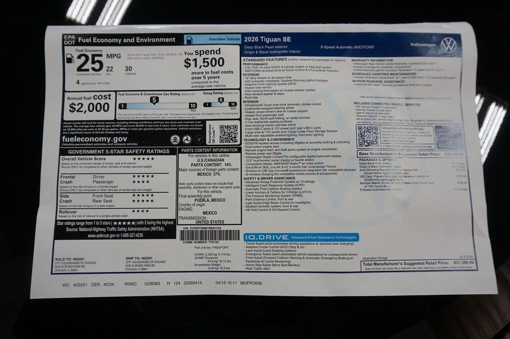 2026 Volkswagen Tiguan 2.0T SE