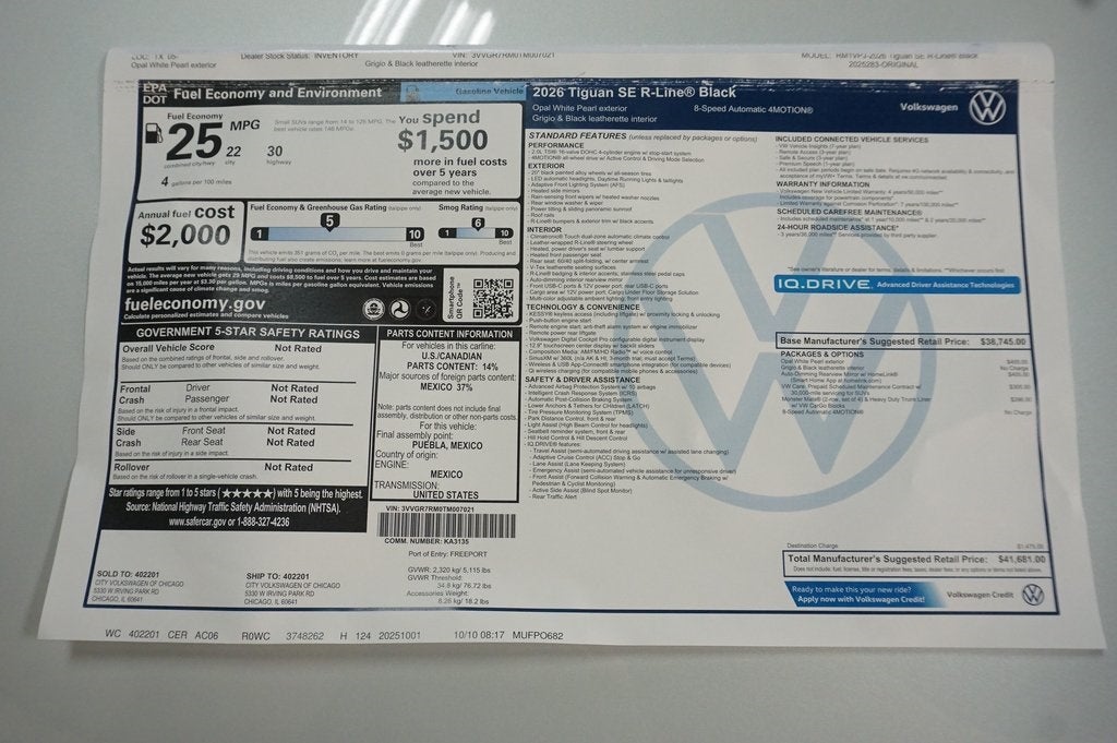 2026 Volkswagen Tiguan 2.0T SE R-Line Black