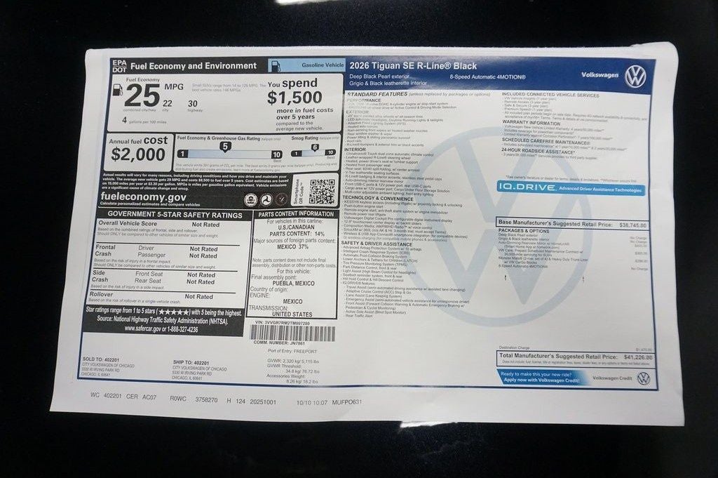 2026 Volkswagen Tiguan 2.0T SE R-Line Black