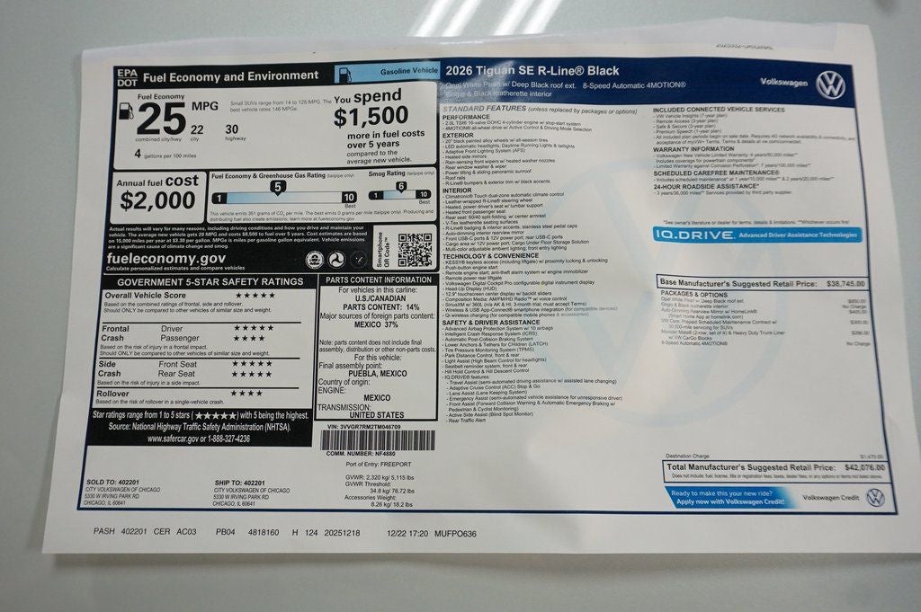 2026 Volkswagen Tiguan 2.0T SE R-Line Black