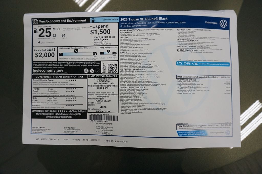 2026 Volkswagen Tiguan 2.0T SE R-Line Black