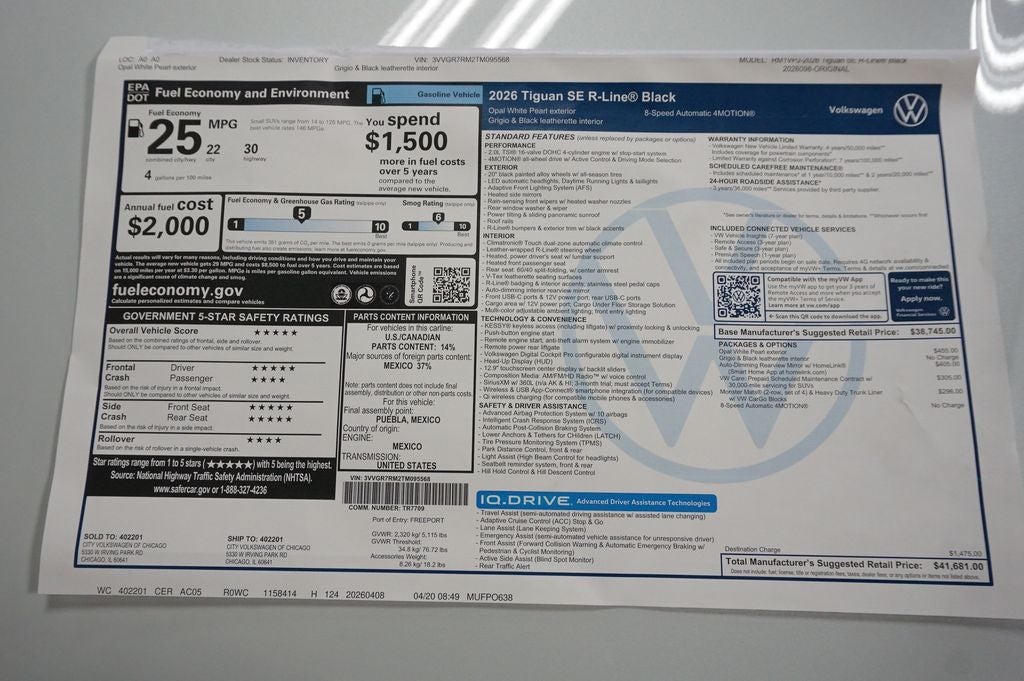 2026 Volkswagen Tiguan 2.0T SE R-Line Black