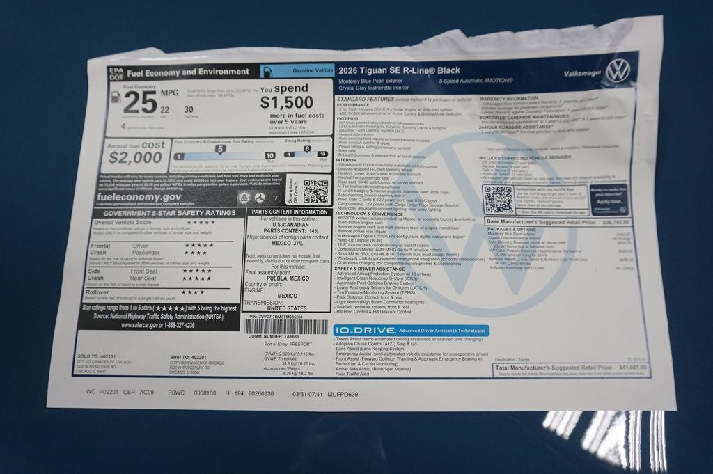 2026 Volkswagen Tiguan 2.0T SE R-Line Black