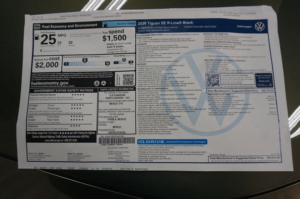 2026 Volkswagen Tiguan 2.0T SE R-Line Black