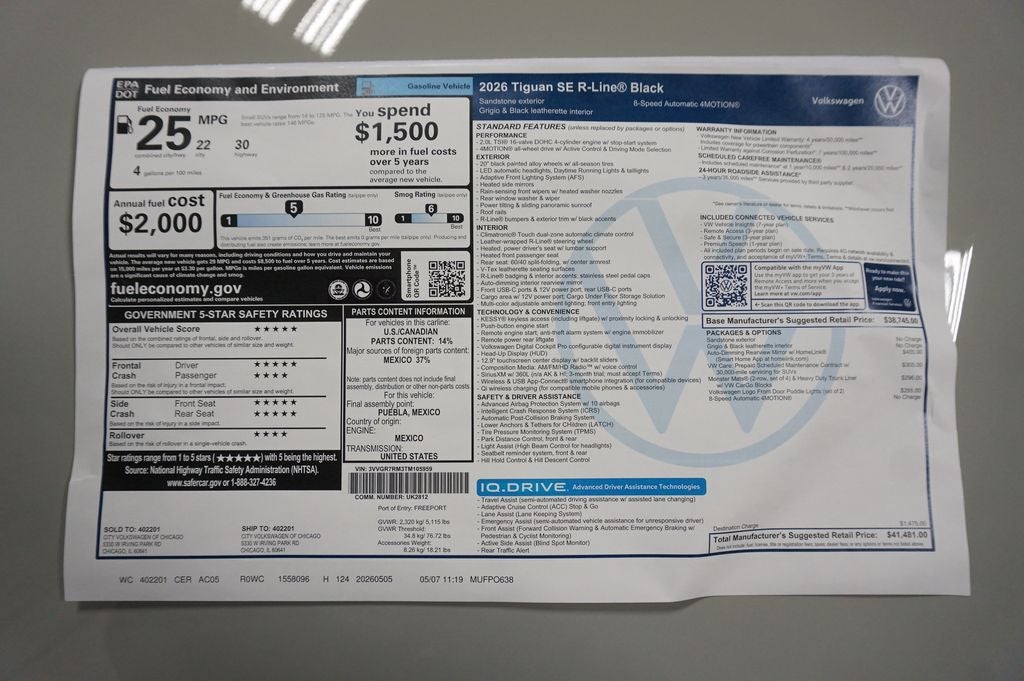 2026 Volkswagen Tiguan 2.0T SE R-Line Black