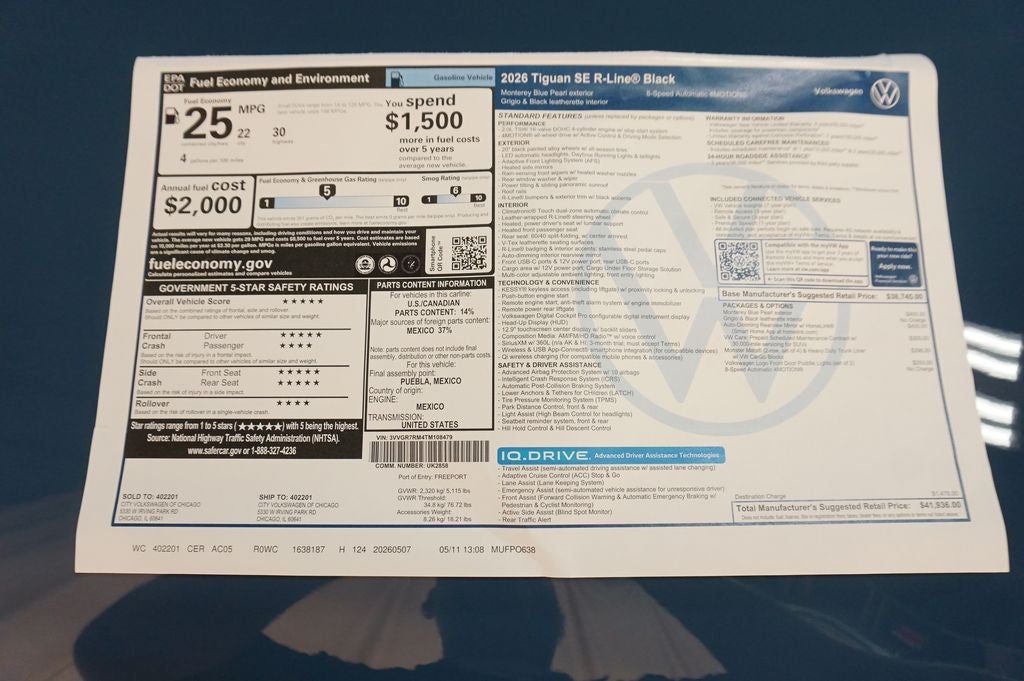 2026 Volkswagen Tiguan 2.0T SE R-Line Black