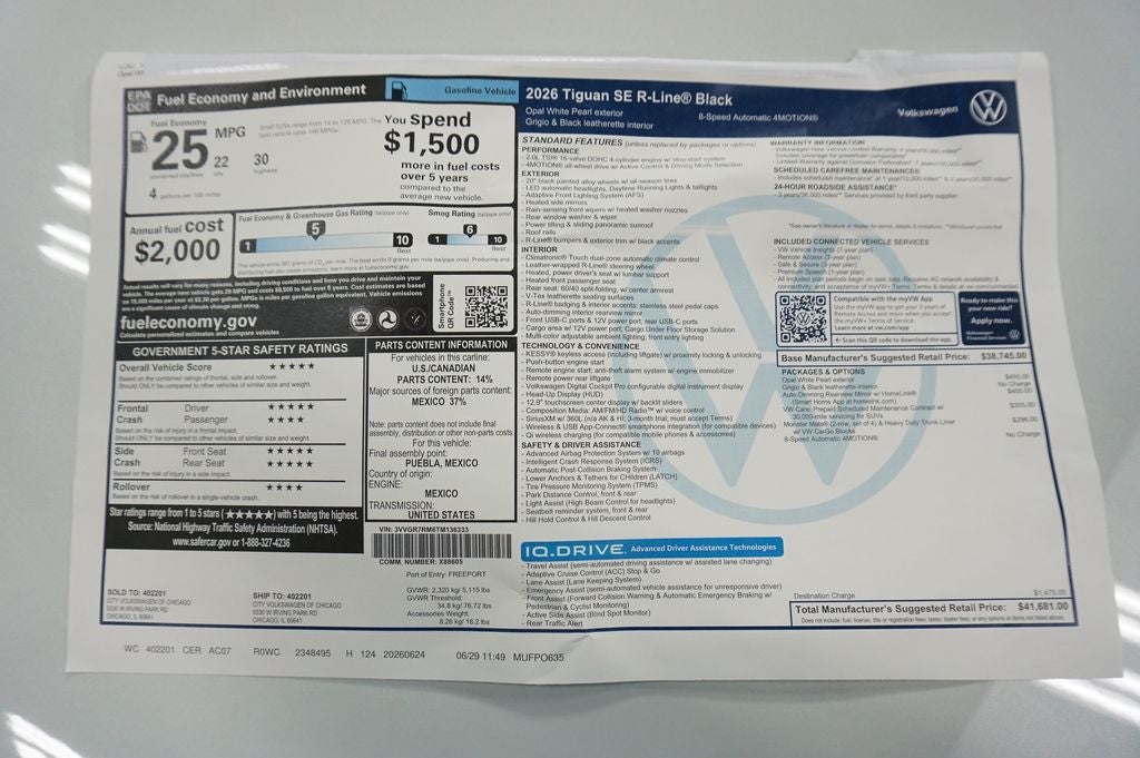 2026 Volkswagen Tiguan 2.0T SE R-Line Black