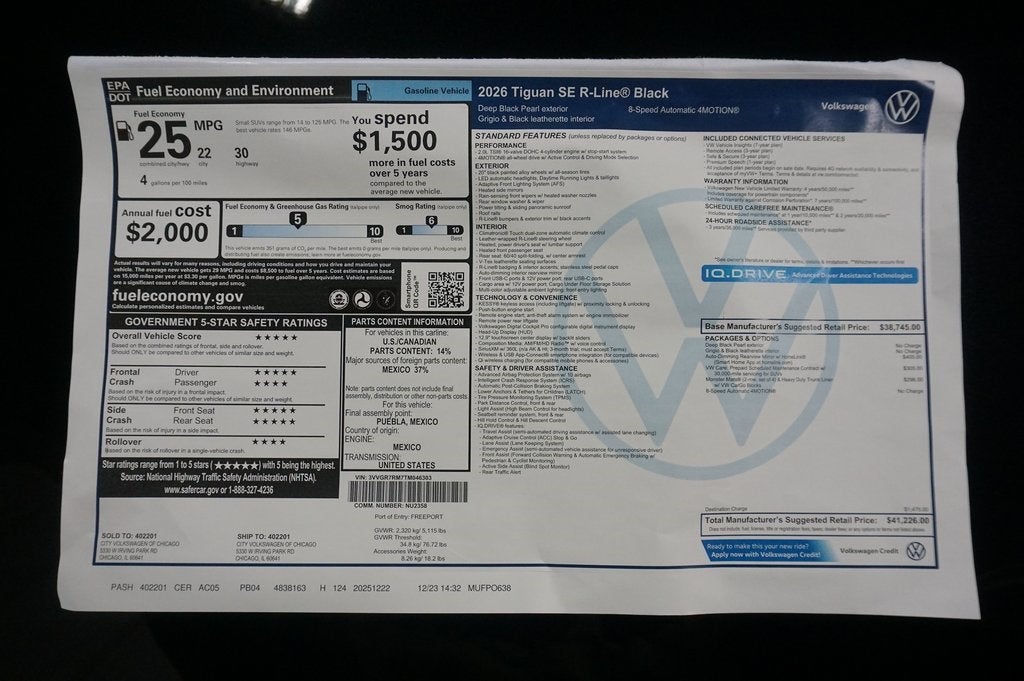 2026 Volkswagen Tiguan 2.0T SE R-Line Black