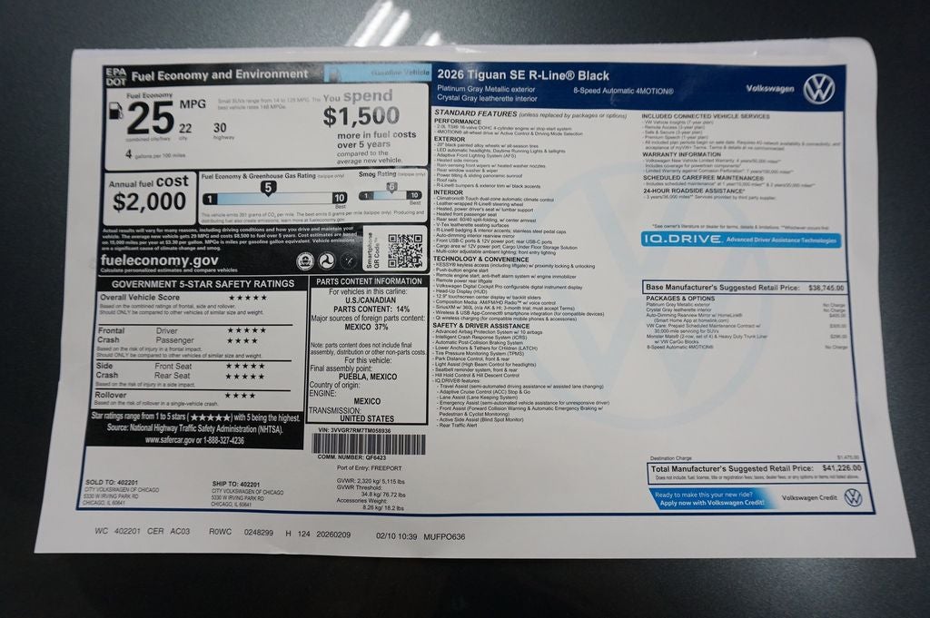 2026 Volkswagen Tiguan 2.0T SE R-Line Black