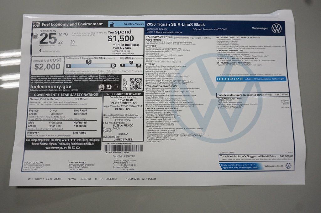 2026 Volkswagen Tiguan 2.0T SE R-Line Black