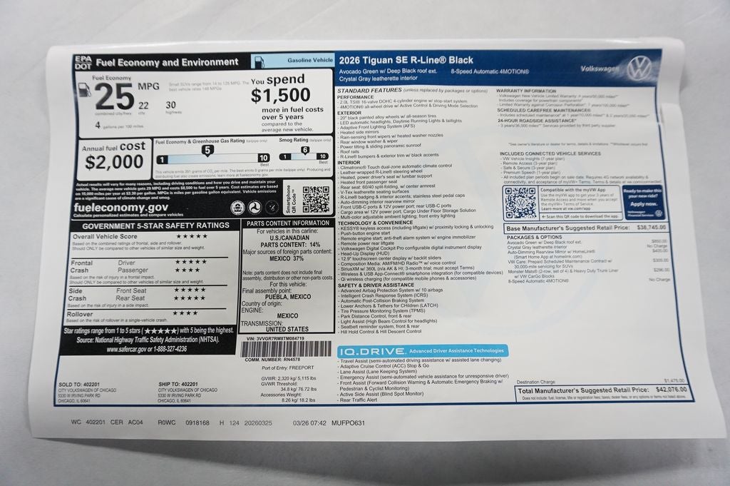 2026 Volkswagen Tiguan 2.0T SE R-Line Black