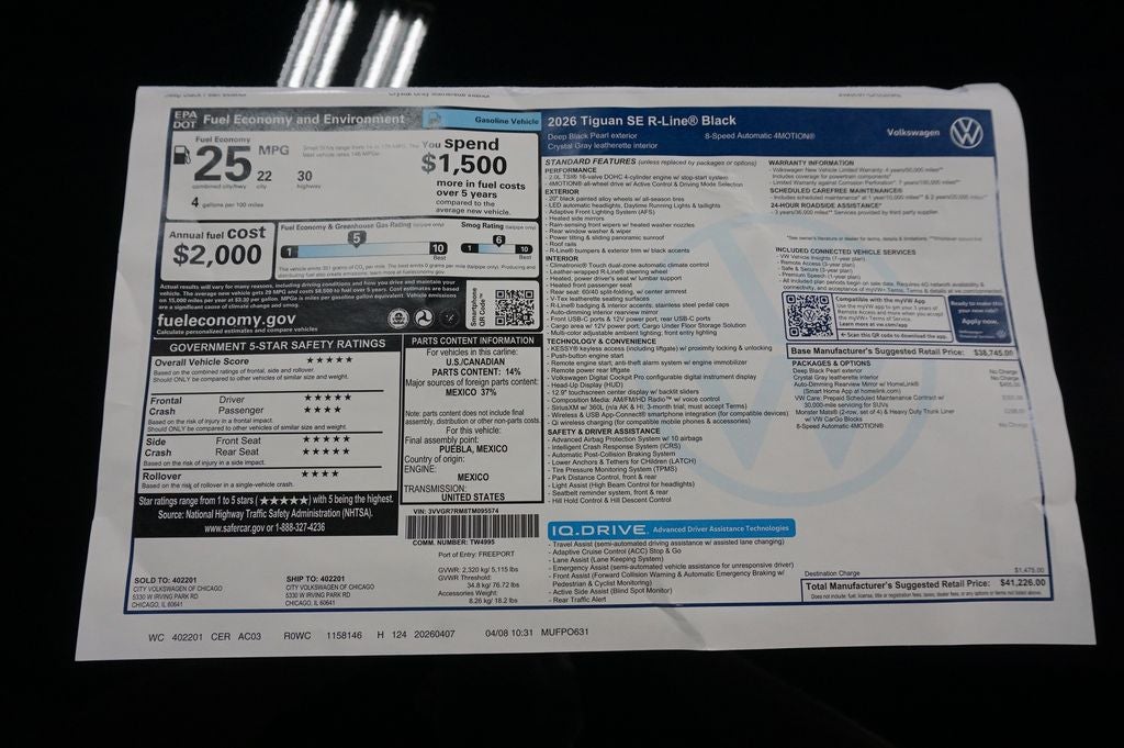 2026 Volkswagen Tiguan 2.0T SE R-Line Black