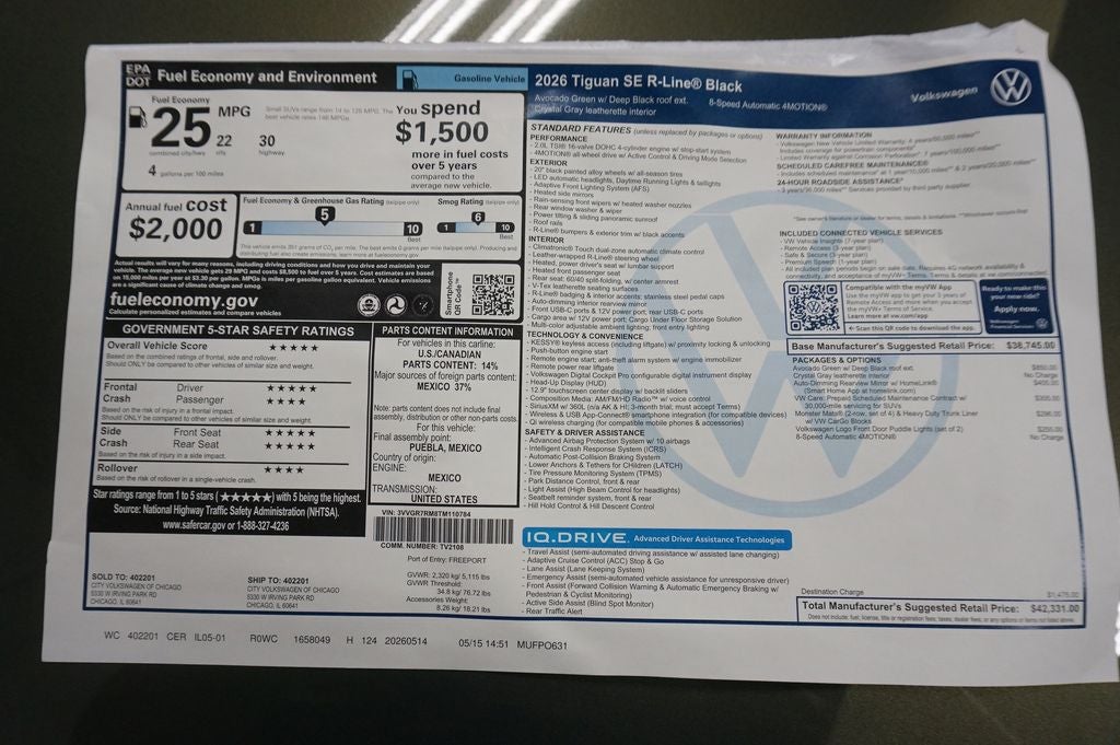 2026 Volkswagen Tiguan 2.0T SE R-Line Black