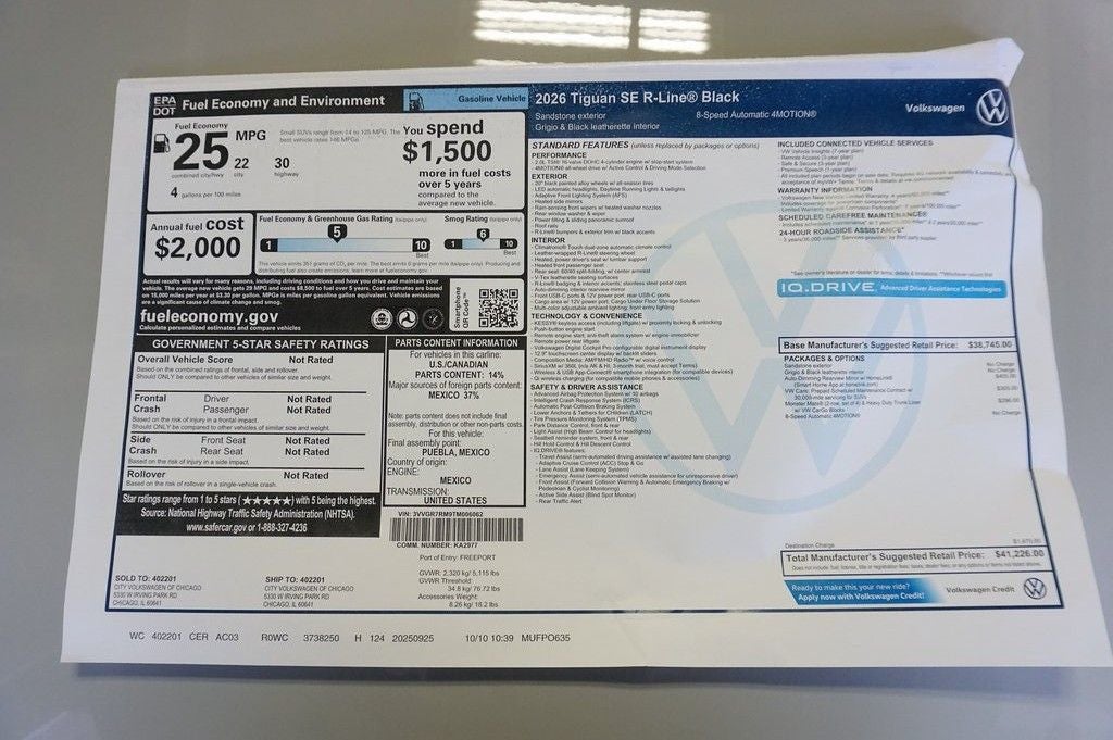 2026 Volkswagen Tiguan 2.0T SE R-Line Black