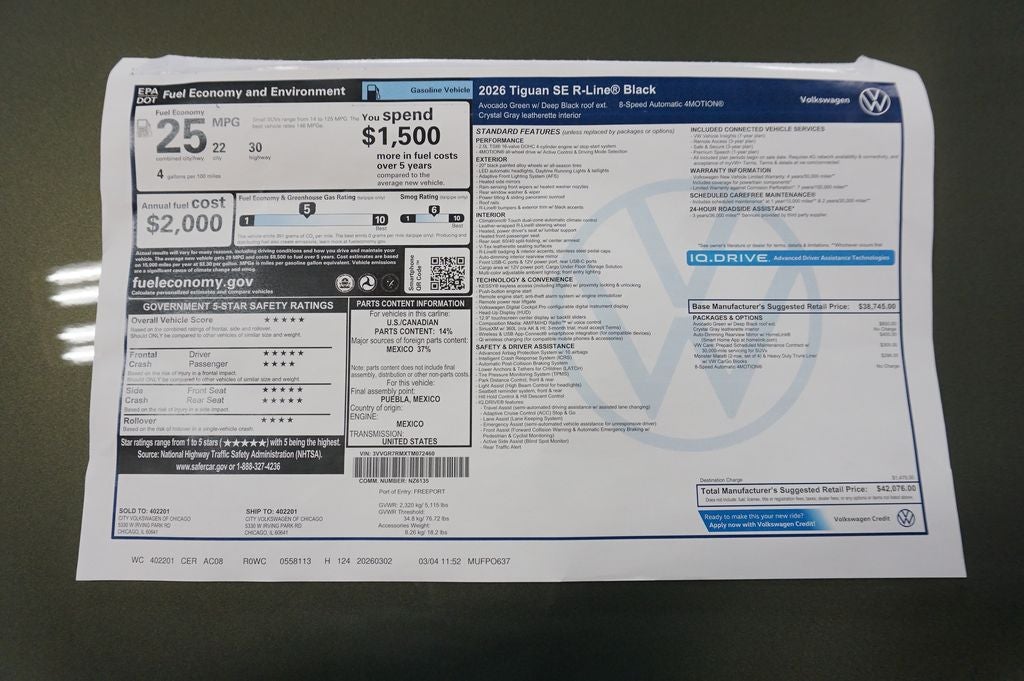 2026 Volkswagen Tiguan 2.0T SE R-Line Black