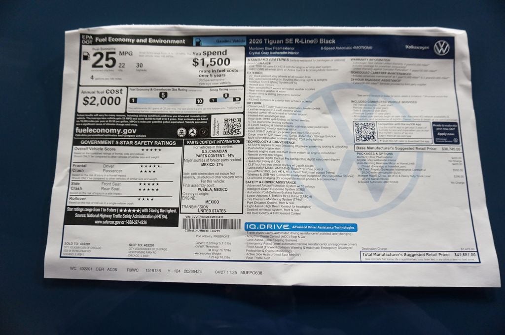 2026 Volkswagen Tiguan 2.0T SE R-Line Black