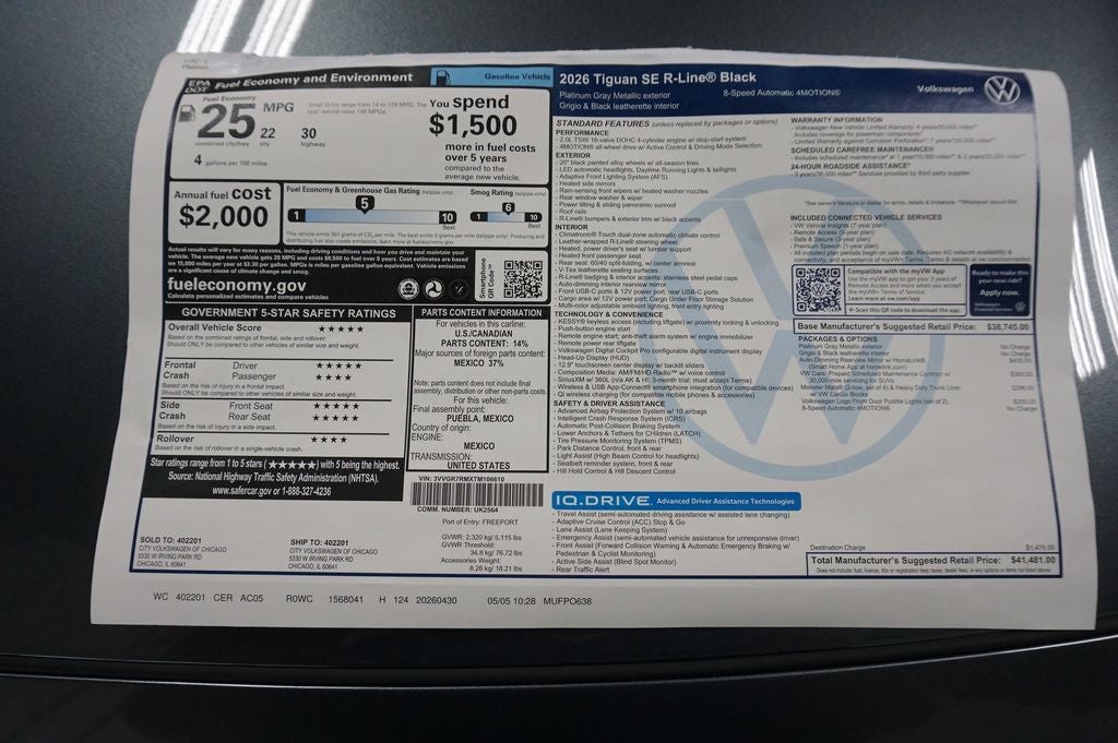 2026 Volkswagen Tiguan 2.0T SE R-Line Black
