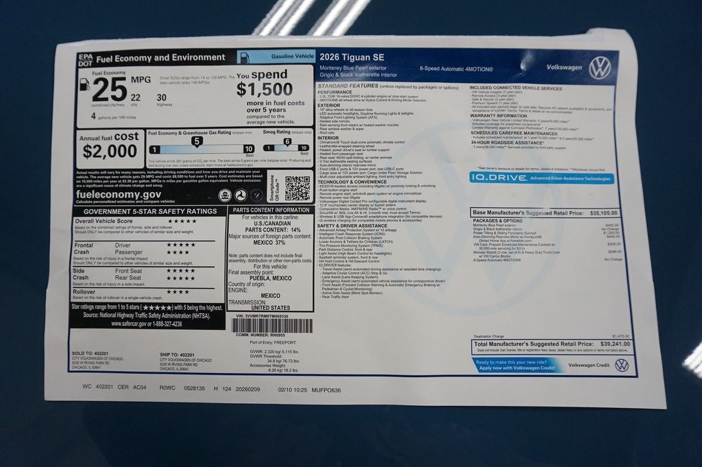 2026 Volkswagen Tiguan 2.0T SE