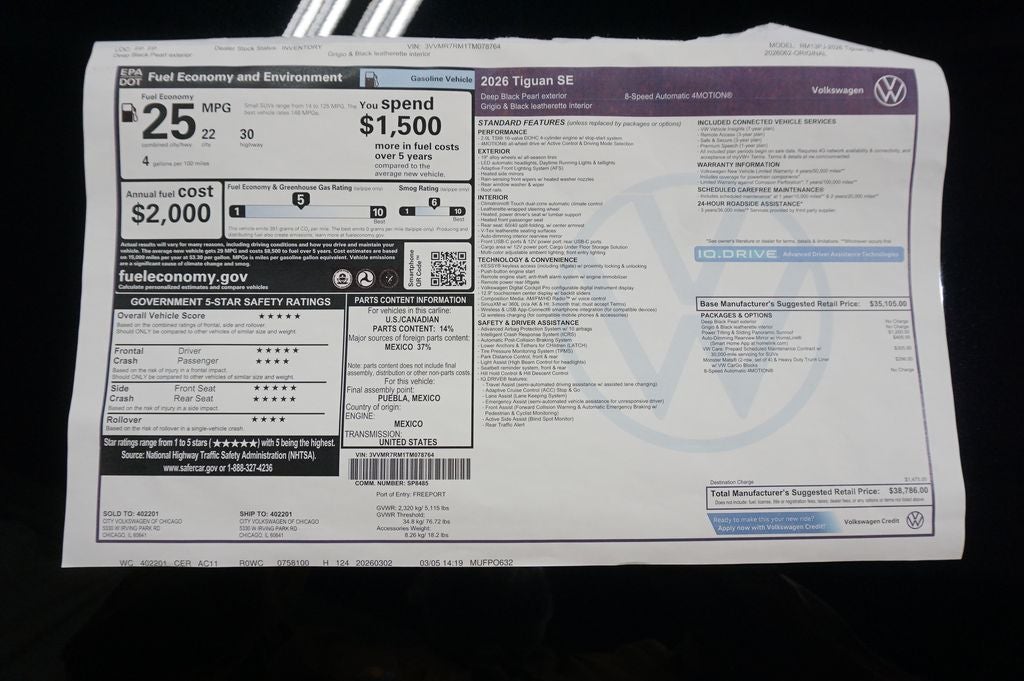 2026 Volkswagen Tiguan 2.0T SE