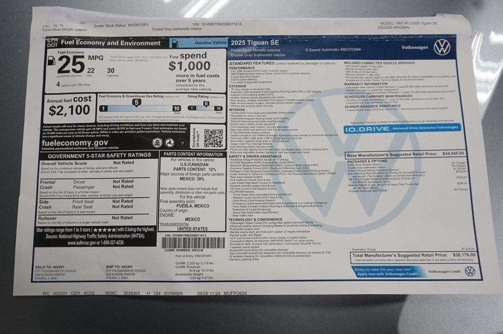 2025 Volkswagen Tiguan 2.0T SE