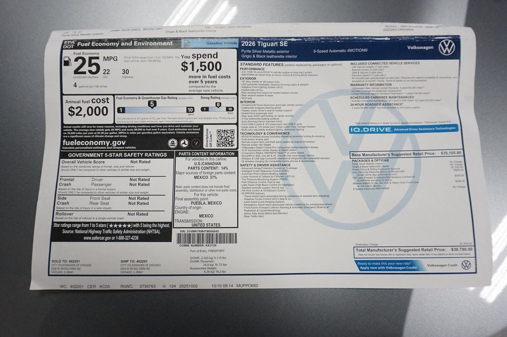 2026 Volkswagen Tiguan 2.0T SE