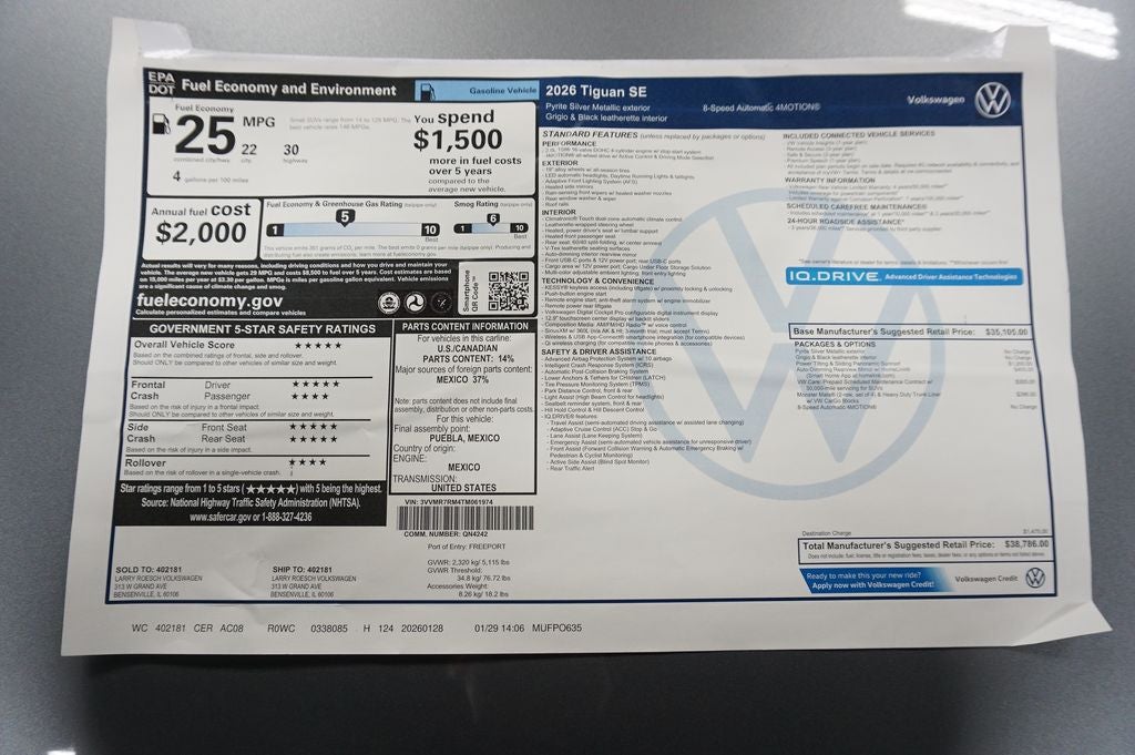 2026 Volkswagen Tiguan 2.0T SE