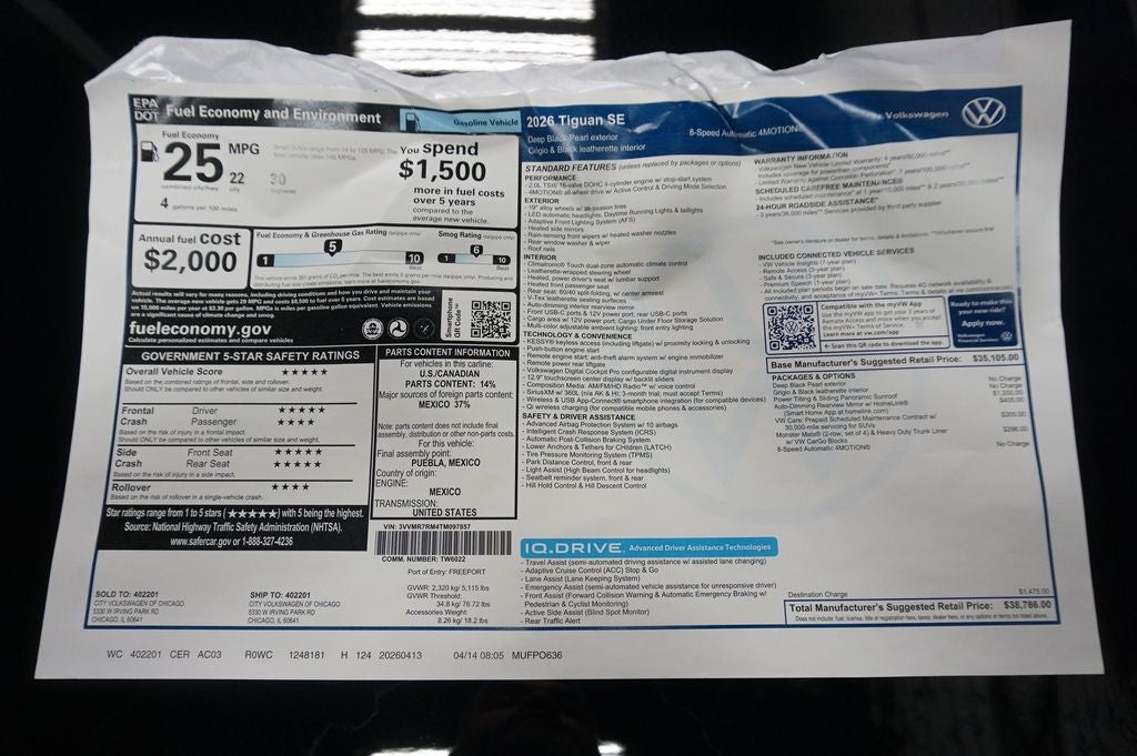 2026 Volkswagen Tiguan 2.0T SE