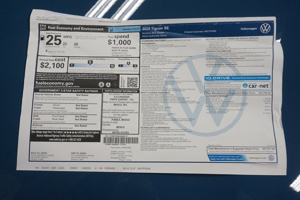 2025 Volkswagen Tiguan 2.0T SE