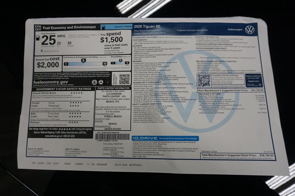 2026 Volkswagen Tiguan 2.0T SE