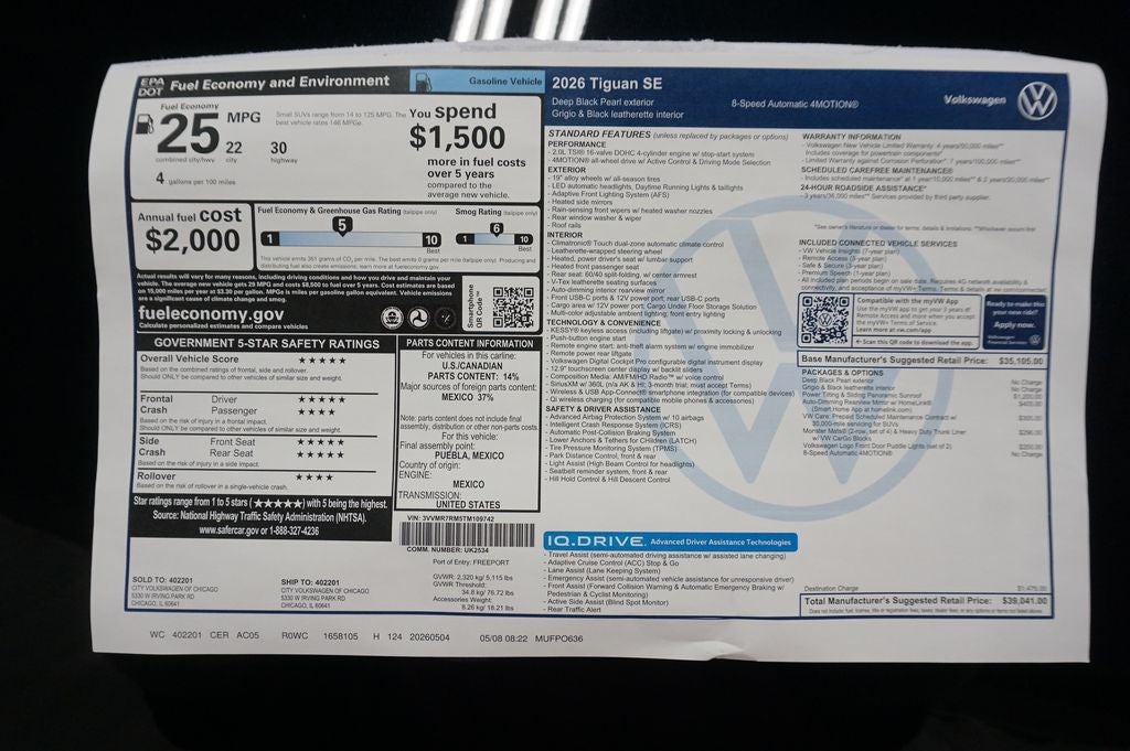 2026 Volkswagen Tiguan 2.0T SE