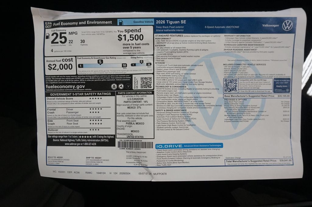 2026 Volkswagen Tiguan 2.0T SE