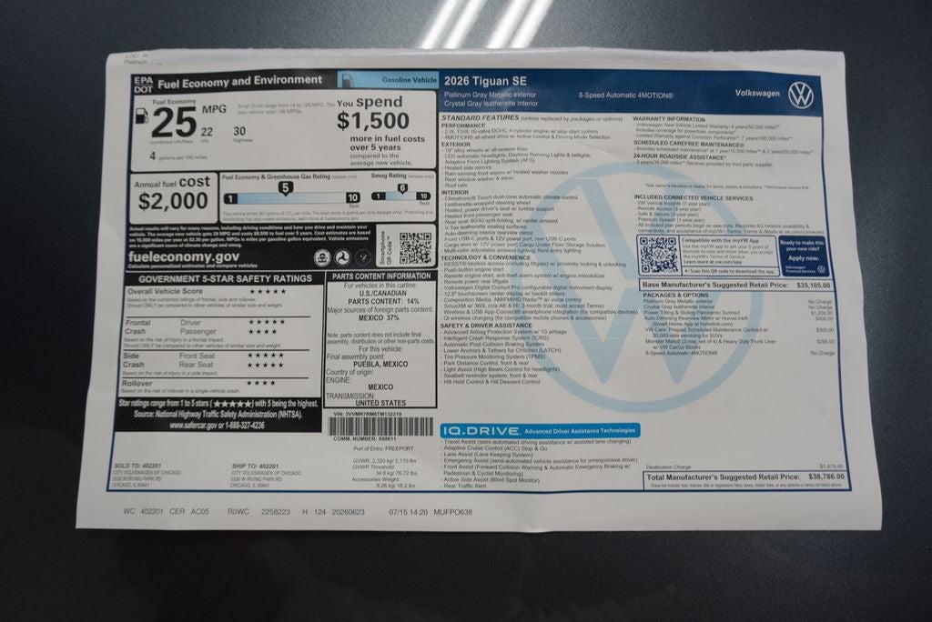 2026 Volkswagen Tiguan 2.0T SE