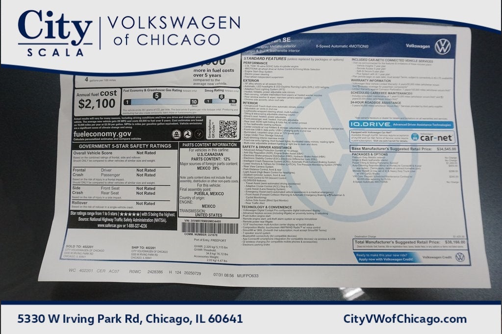 2025 Volkswagen Tiguan 2.0T SE