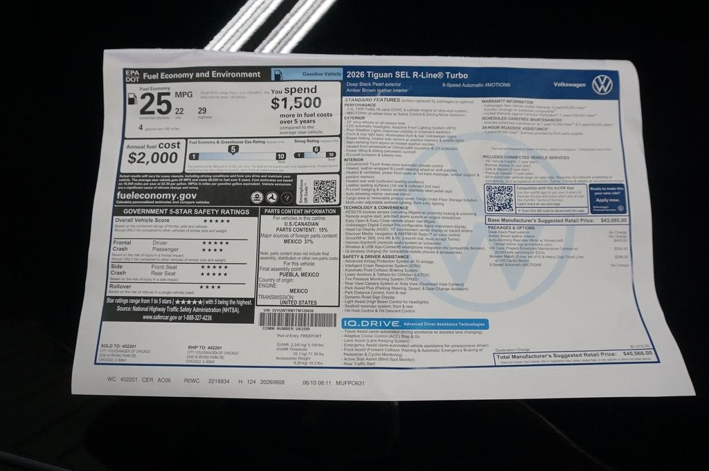 2026 Volkswagen Tiguan 2.0T SEL R-Line Turbo