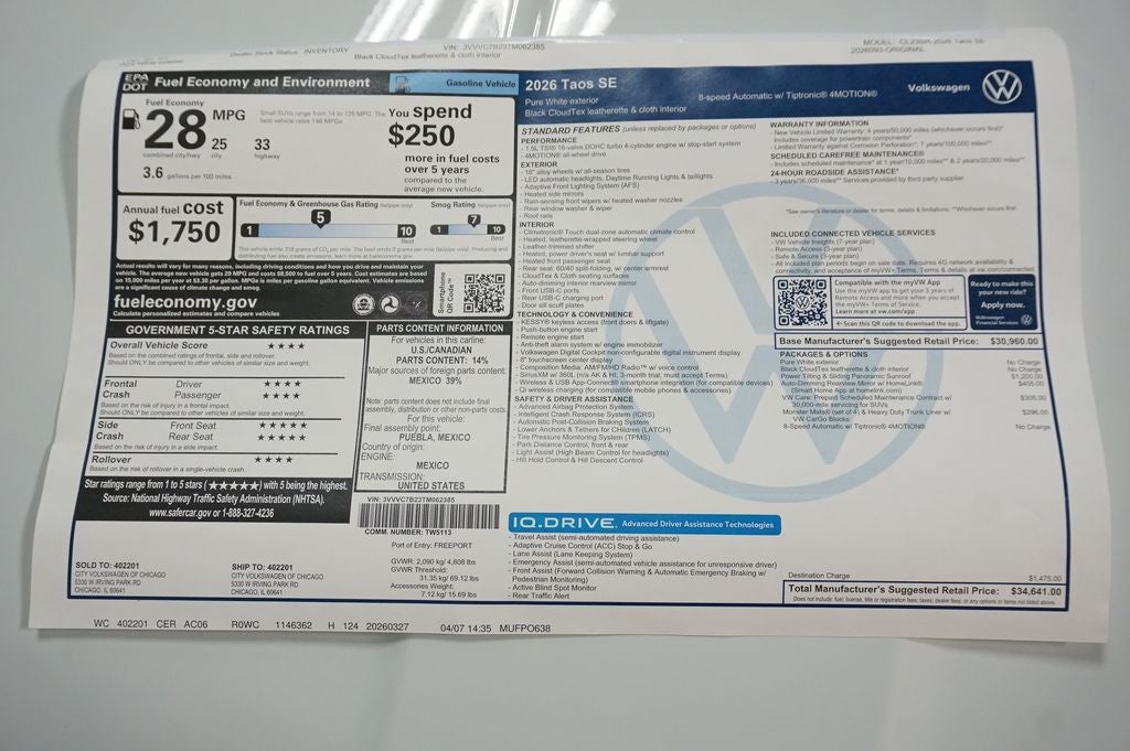 2026 Volkswagen Taos 1.5T SE