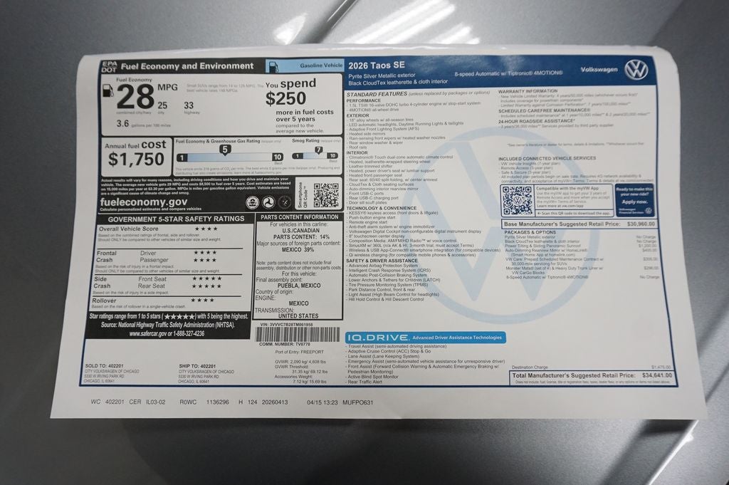 2026 Volkswagen Taos 1.5T SE