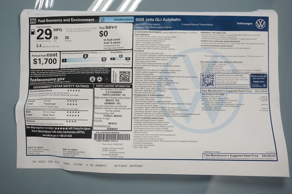 2026 Volkswagen Jetta GLI 2.0T Autobahn