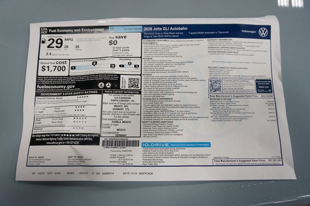 2026 Volkswagen Jetta GLI 2.0T Autobahn