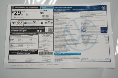 2027 Volkswagen Jetta GLI 2.0T Autobahn