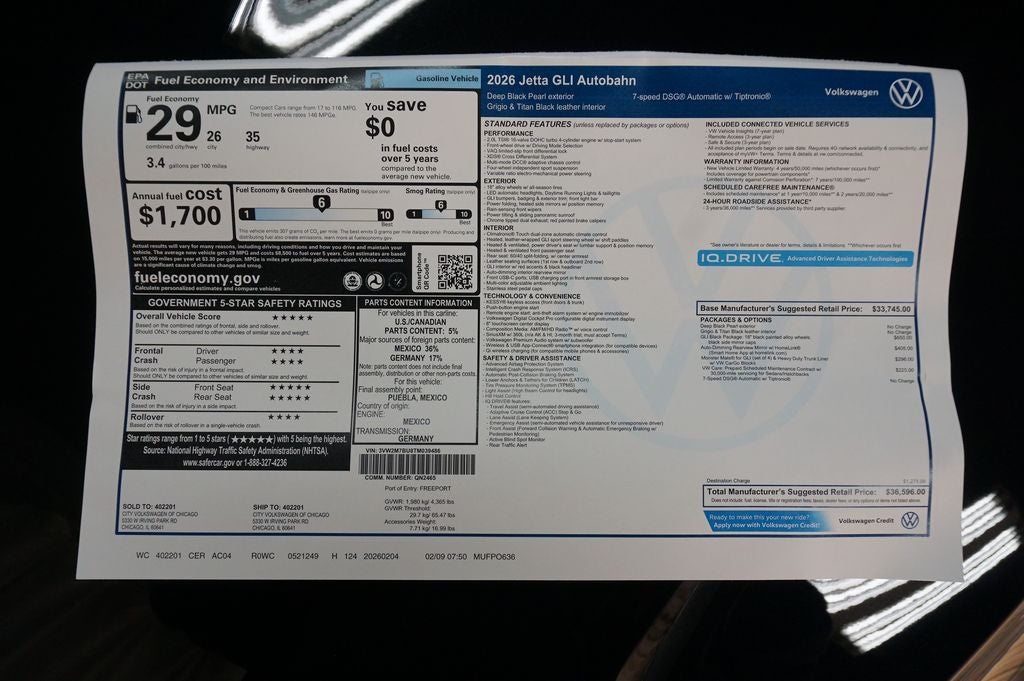 2026 Volkswagen Jetta GLI 2.0T Autobahn