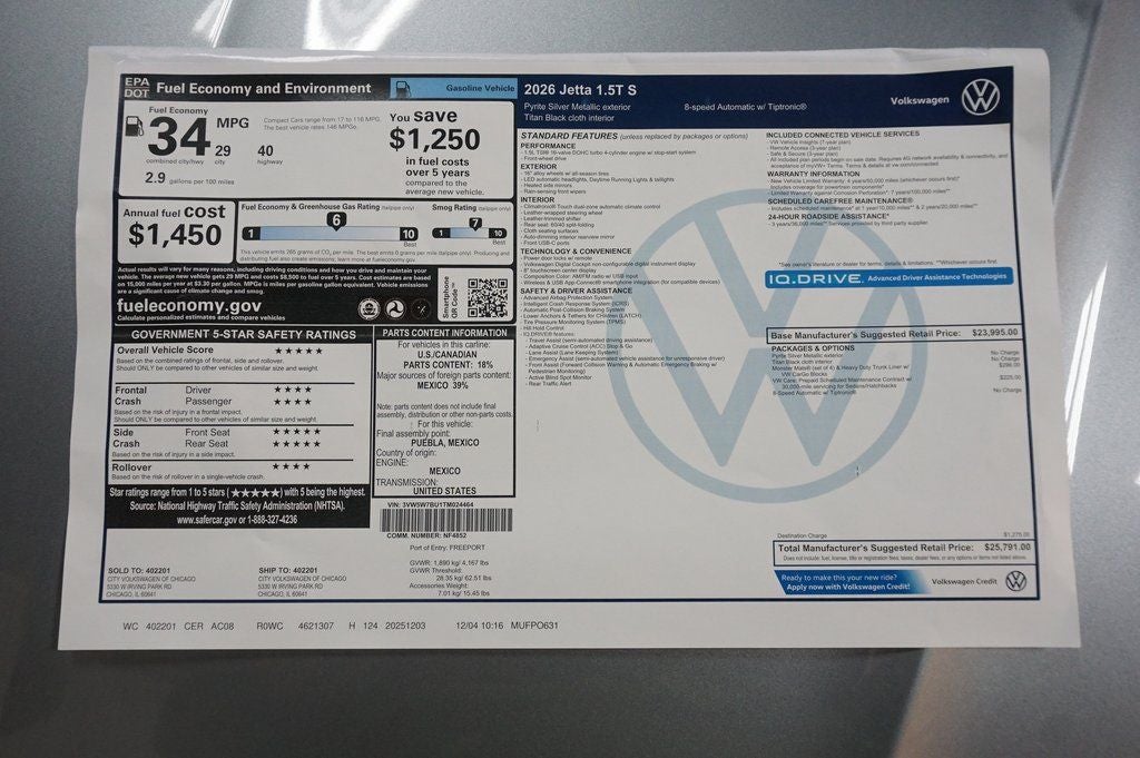 2026 Volkswagen Jetta 1.5T S