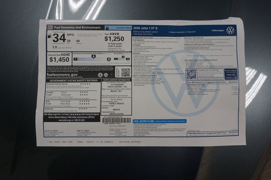 2026 Volkswagen Jetta 1.5T S