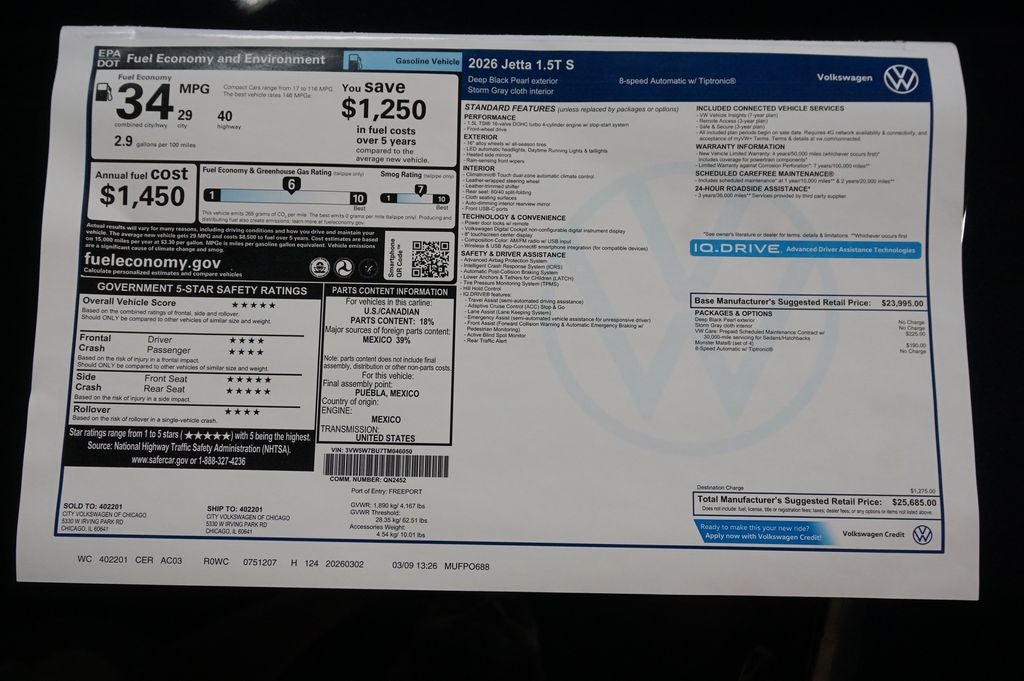 2026 Volkswagen Jetta 1.5T S