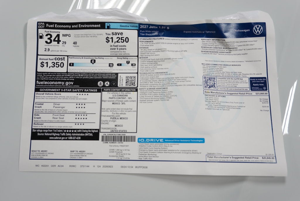 2027 Volkswagen Jetta 1.5T S